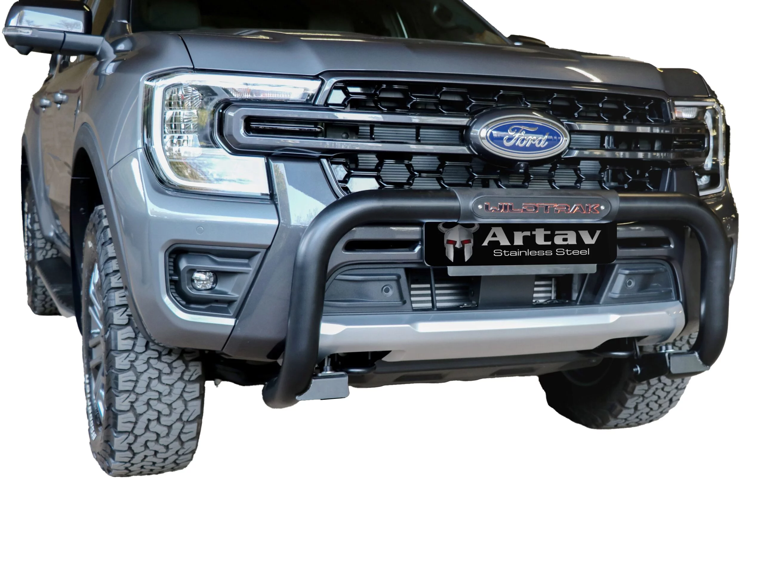 Artav Ford Ranger Next Gen WILDTRAK Nudge Bar Black + Top Support Brackets Included